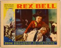1d202 BROADWAY TO CHEYENNE LC '32 close up of Rex Bell holding fallen old guy!