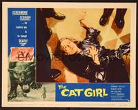 1d217 CAT GIRL LC #4 '57 close up of dead human feline Barbara Shelley on floor!