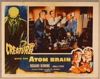 1d230 CREATURE WITH THE ATOM BRAIN LC '55 two men watching Richard Denning with test tube in lab!