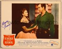 1d019 EAGLE & THE HAWK signed LC #1 '50 by Rhonda Flemming, who's being grabbed by John Payne!