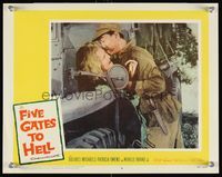 1d264 FIVE GATES TO HELL LC #4 '59 directed by James Clavell, female war prisoner attacked!