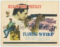 1d088 FLAMING STAR TC '60 Elvis Presley playing guitar & close up with rifle, Barbara Eden