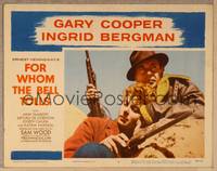 1d268 FOR WHOM THE BELL TOLLS LC #3 R57 extreme c/u of Gary Cooper with gun & Ingrid Bergman!