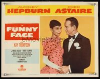 1d278 FUNNY FACE LC #4 '57 great close up of sexy Audrey Hepburn & Fred Astaire in tux!