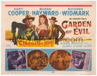 1d089 GARDEN OF EVIL TC '54 cool art of Gary Cooper, sexy Susan Hayward, & Richard Widmark!