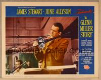 1d292 GLENN MILLER STORY LC #5 R60 close up of James Stewart playing trombone with his band!