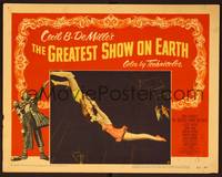 1d300 GREATEST SHOW ON EARTH LC #3 '52 DeMille, Cornel Wilde kissing Betty Hutton on trapeze!