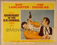 1d303 GUNFIGHT AT THE O.K. CORRAL LC #7 '57 c/u of Burt Lancaster & Kirk Douglas fighting over gun!