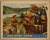 1d313 HONDO LC #6 '53 3D, concerned John Wayne with Ward Bond & injured soldier on wagon!