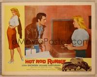 1d317 HOT ROD RUMBLE LC '57 close up of punk in leather jacket & pretty Leigh Snowden!