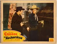 1d347 KID RIDES AGAIN LC '43 man with gun catches Buster Crabbe robbing safe!