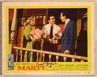 1d035 MARTY signed LC #5 '55 by Ernest Borgnine, who's visiting his sister, directed by Delbert Mann
