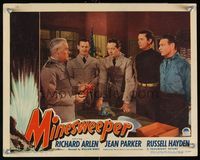 1d396 MINESWEEPER LC #3 '43 Richard Arlen & Naval officers gathered at table at meeting!