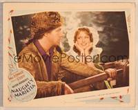 1d405 NAUGHTY MARIETTA LC #7 R44 close up of Jeanette MacDonald & Nelson Eddy in coonskin cap!