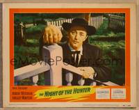 1d409 NIGHT OF THE HUNTER LC #3 '55 classic Robert Mitchum portrait showing his love & hate hands!