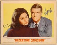 1d043 OPERATION CROSSBOW signed LC #1 '65 by sexy Sophia Loren, in close portrait w/George Peppard!