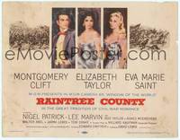 1d105 RAINTREE COUNTY TC '57 art of Montgomery Clift, Elizabeth Taylor & Eva Marie Saint!