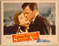 1d047 SEPTEMBER AFFAIR signed LC #5 '51 by Joan Fontaine, who's in a romantic c/u with Cotten!