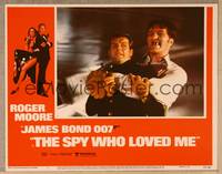 1d506 SPY WHO LOVED ME LC #2 '77 Roger Moore as James Bond grabbed by Richard Kiel as Jaws!