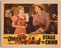 1d052 STAGE TO CHINO signed LC '40 by Virginia Vale, who's close up with cowboy George O'Brien!