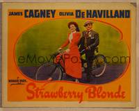 1d515 STRAWBERRY BLONDE LC '41 great image of James Cagney & Olivia De Havilland on tandem bike!