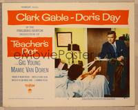 1d523 TEACHER'S PET LC #3 '58 angry Clark Gable dragging Gig Young out of bed!