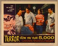 1d529 TERROR FROM THE YEAR 5,000 LC #8 '58 Joyce Holden & three concerned guys in front of globe!