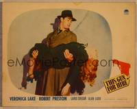 1d538 THIS GUN FOR HIRE LC '42 great c/u of Alan Ladd holding unconscious Veronica Lake!