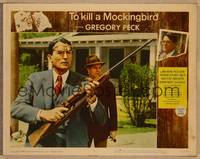 1d550 TO KILL A MOCKINGBIRD LC #5 '63 Gregory Peck with rifle prepares to shoot mad dog in street!