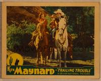 1d560 TRAILING TROUBLE LC '37 Ken Maynard & Londa Andre on horses with little boy!