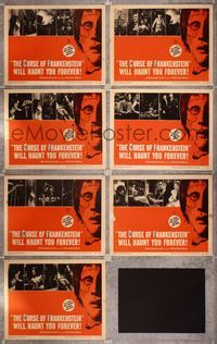 1e602 CURSE OF FRANKENSTEIN 7 LCs '57 Peter Cushing, cool close up monster artwork!