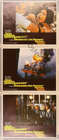 1e881 DIAMONDS ARE FOREVER 3 LCs '71 Sean Connery as James Bond, cool explosion!