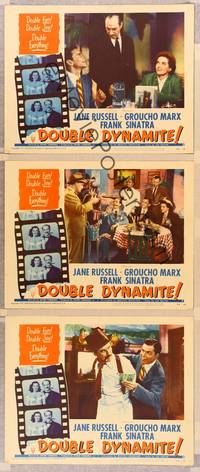 1e883 DOUBLE DYNAMITE 3 LCs '52 Groucho Marx, Frank Sinatra, sexy Jane Russell!