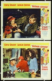 1e981 FATHER GOOSE 2 LCs '65 grizzled sea captain Cary Grant, pretty Leslie Caron!