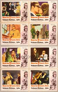 1e225 FUNERAL IN BERLIN 8 LCs '67 cool border art of Michael Caine pointing gun!