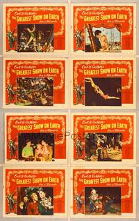 1e245 GREATEST SHOW ON EARTH 8 LCs '52 Cecil B. DeMille circus classic, Charlton Heston, Stewart!