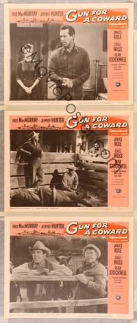1e893 GUN FOR A COWARD 3 LCs R64 cowboys Fred MacMurray, Jeffrey Hunter & Chill Wills!