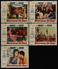 1e743 HOLLYWOOD OR BUST 5 LCs '56 wacky art of Dean Martin & Jerry Lewis in car, sexy Anita Ekberg!