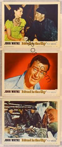 1e903 ISLAND IN THE SKY 3 LCs '53 William Wellman, great close up of John Wayne!