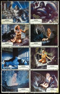 1e333 KING KONG 8 LCs '76 sexy Jessica Lange, special effects scenes + 2 cool John Berkey art cards!