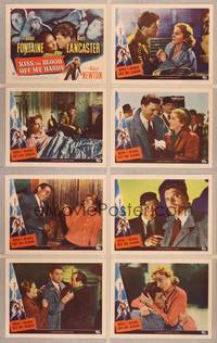 1e337 KISS THE BLOOD OFF MY HANDS 8 LCs '48 intense Burt Lancaster & scared Joan Fontaine!