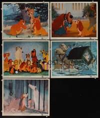 1e751 LADY & THE TRAMP 5 LCs '55 Walt Disney romantic canine dog classic cartoon!