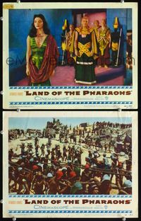 1e986 LAND OF THE PHARAOHS 2 LCs '55 sexy Egyptian Joan Collins, Howard Hawks