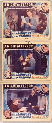 1e913 LOVE FROM A STRANGER 3 LCs R42 Basil Rathbone, Ann Harding, A Night of Terror!