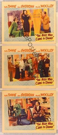 1e919 MAN WHO CAME TO DINNER 3 LCs '42 Bette Davis, Ann Sheridan, wacky Jimmy Durante!