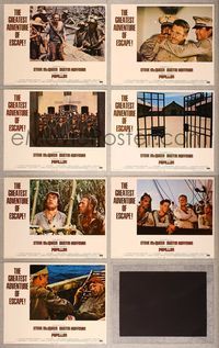 1e638 PAPILLON 7 LCs '73 cool images of prisoners Steve McQueen & Dustin Hoffman!