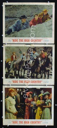 1e937 RIDE THE HIGH COUNTRY 3 LCs '62 Randolph Scott & Joel McCrea, High Sierra mountains!
