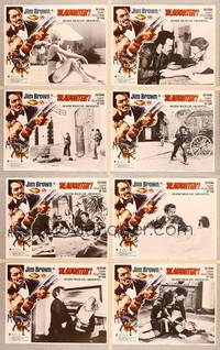 1e485 SLAUGHTER 8 LCs '72 AIP, cool G. Akimoto border art of shotgun-blasting Jim Brown!