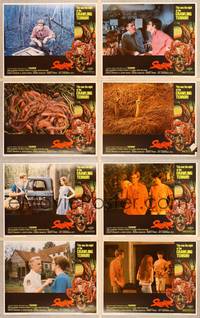 1e491 SQUIRM 8 LCs '76 gruesome Drew Struzan border art, it was the night of the crawling terror!