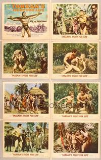 1e510 TARZAN'S FIGHT FOR LIFE 8 LCs '58 Eve Brent, Gordon Scott bound with arms outstretched!
